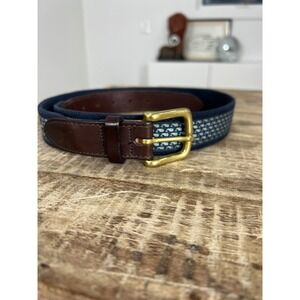 Vineyard Vines Whale Men's Blue Leather Brass Buckle Size 34